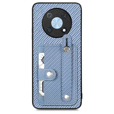 Coque Ultra Fine Silicone Souple Housse Etui avec Aimante Magnetique S01D pour Huawei Enjoy 50 Pro Bleu