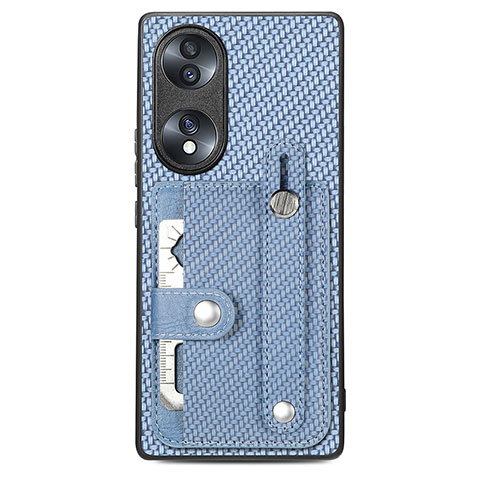 Coque Ultra Fine Silicone Souple Housse Etui avec Aimante Magnetique S01D pour Huawei Honor 70 5G Bleu