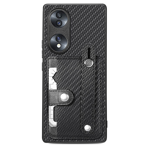 Coque Ultra Fine Silicone Souple Housse Etui avec Aimante Magnetique S01D pour Huawei Honor 70 5G Noir