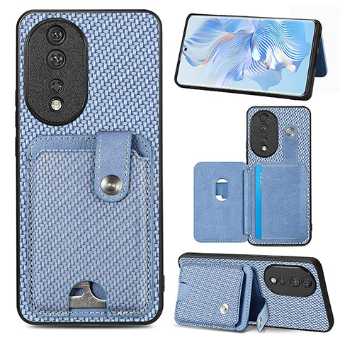 Coque Ultra Fine Silicone Souple Housse Etui avec Aimante Magnetique S01D pour Huawei Honor 80 5G Bleu