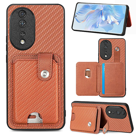 Coque Ultra Fine Silicone Souple Housse Etui avec Aimante Magnetique S01D pour Huawei Honor 80 5G Marron