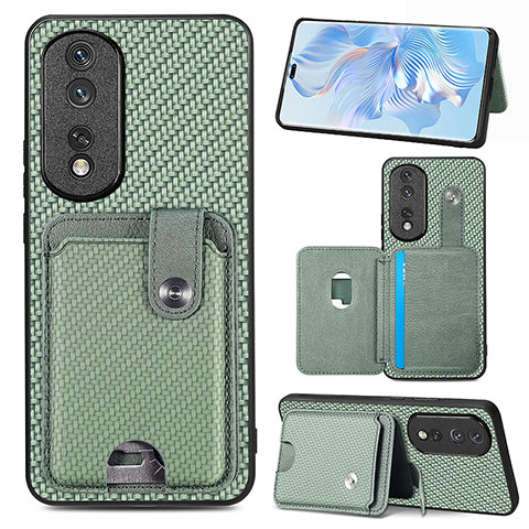 Coque Ultra Fine Silicone Souple Housse Etui avec Aimante Magnetique S01D pour Huawei Honor 80 Pro Flat 5G Vert