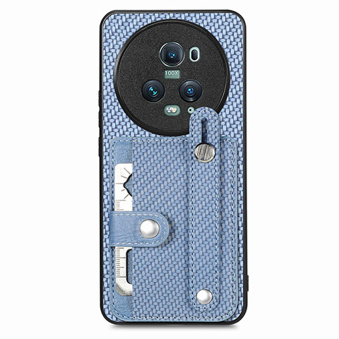 Coque Ultra Fine Silicone Souple Housse Etui avec Aimante Magnetique S01D pour Huawei Honor Magic5 Pro 5G Bleu