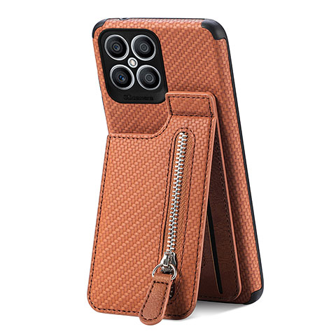 Coque Ultra Fine Silicone Souple Housse Etui avec Aimante Magnetique S01D pour Huawei Honor X8 4G Marron