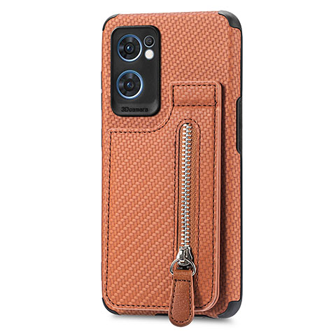 Coque Ultra Fine Silicone Souple Housse Etui avec Aimante Magnetique S01D pour OnePlus Nord CE 2 5G Marron