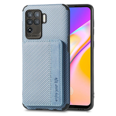 Coque Ultra Fine Silicone Souple Housse Etui avec Aimante Magnetique S01D pour Oppo A94 4G Bleu