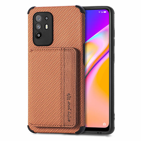 Coque Ultra Fine Silicone Souple Housse Etui avec Aimante Magnetique S01D pour Oppo A94 5G Marron