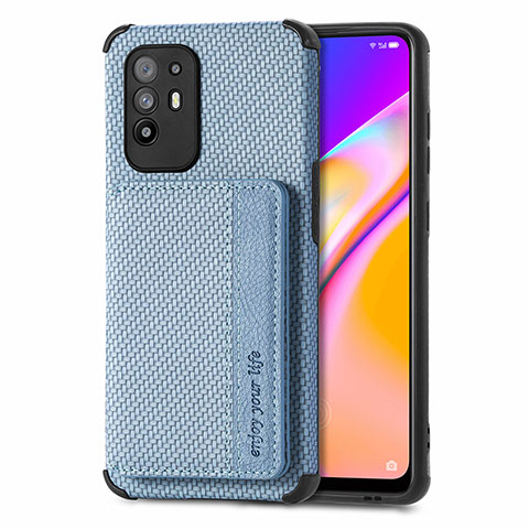 Coque Ultra Fine Silicone Souple Housse Etui avec Aimante Magnetique S01D pour Oppo A95 5G Bleu