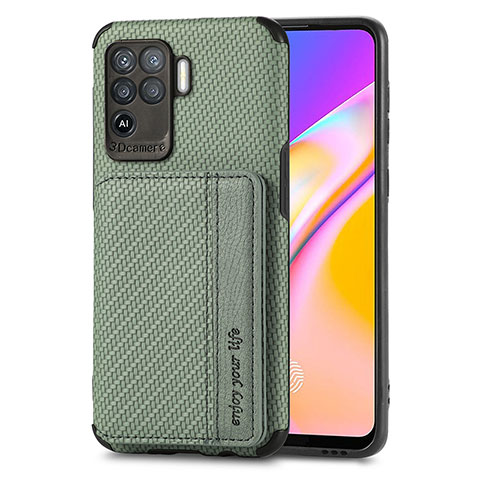 Coque Ultra Fine Silicone Souple Housse Etui avec Aimante Magnetique S01D pour Oppo F19 Pro Vert