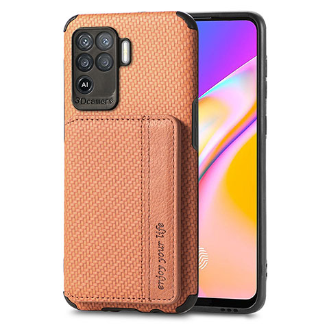 Coque Ultra Fine Silicone Souple Housse Etui avec Aimante Magnetique S01D pour Oppo Reno5 Lite Marron