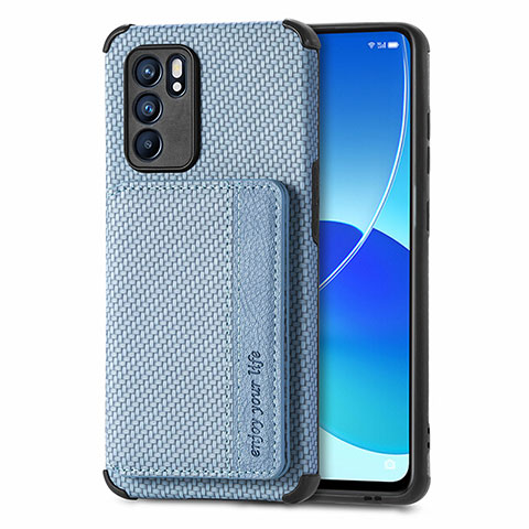 Coque Ultra Fine Silicone Souple Housse Etui avec Aimante Magnetique S01D pour Oppo Reno6 5G Bleu