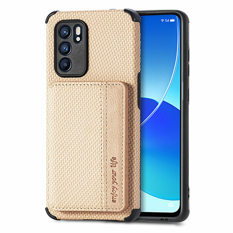 Coque Ultra Fine Silicone Souple Housse Etui avec Aimante Magnetique S01D pour Oppo Reno6 5G Or