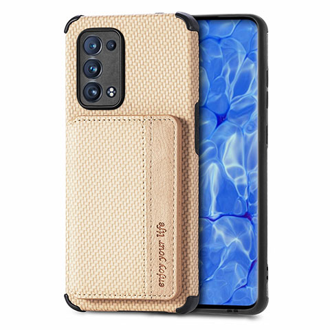 Coque Ultra Fine Silicone Souple Housse Etui avec Aimante Magnetique S01D pour Oppo Reno6 Pro 5G Or