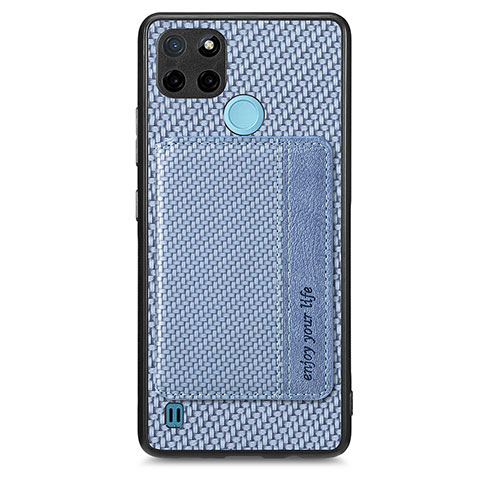 Coque Ultra Fine Silicone Souple Housse Etui avec Aimante Magnetique S01D pour Realme C21Y Bleu