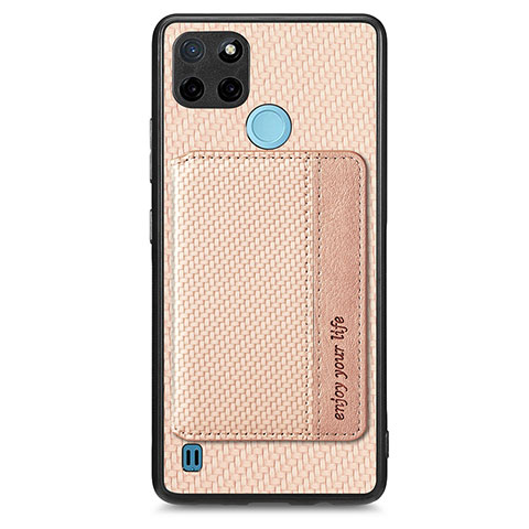 Coque Ultra Fine Silicone Souple Housse Etui avec Aimante Magnetique S01D pour Realme C21Y Or