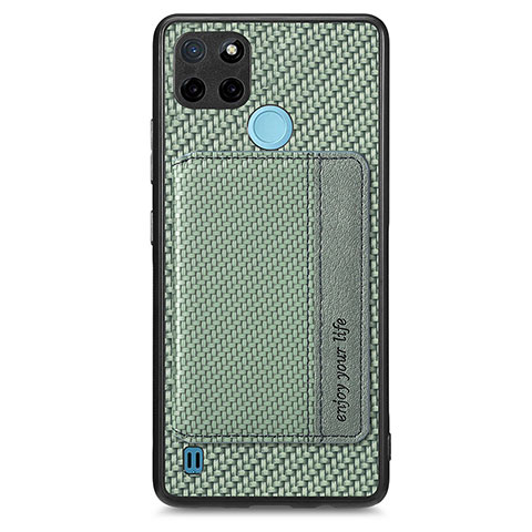 Coque Ultra Fine Silicone Souple Housse Etui avec Aimante Magnetique S01D pour Realme C25Y India Vert