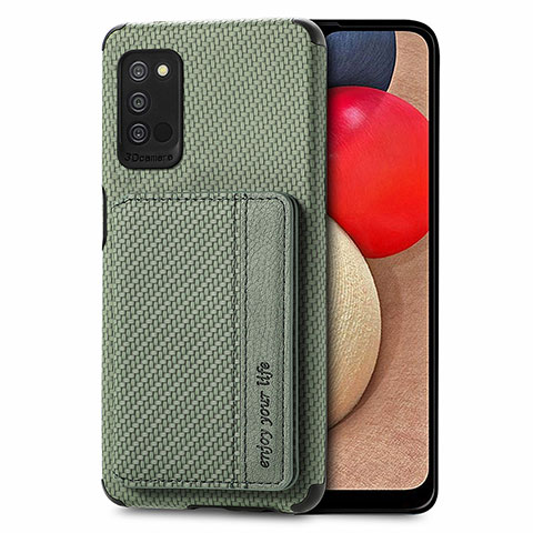 Coque Ultra Fine Silicone Souple Housse Etui avec Aimante Magnetique S01D pour Samsung Galaxy A03s Vert