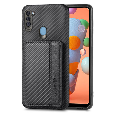 Coque Ultra Fine Silicone Souple Housse Etui avec Aimante Magnetique S01D pour Samsung Galaxy A11 Noir