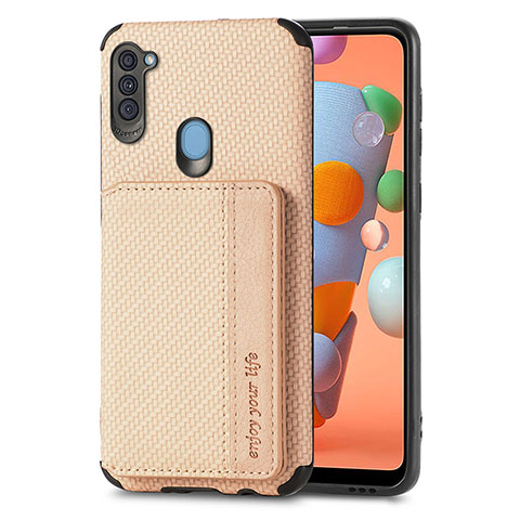 Coque Ultra Fine Silicone Souple Housse Etui avec Aimante Magnetique S01D pour Samsung Galaxy A11 Or