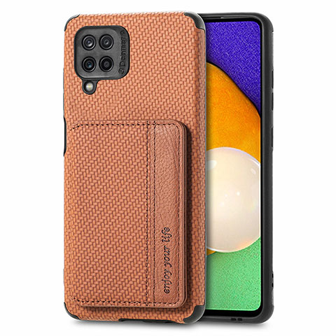 Coque Ultra Fine Silicone Souple Housse Etui avec Aimante Magnetique S01D pour Samsung Galaxy A12 5G Marron