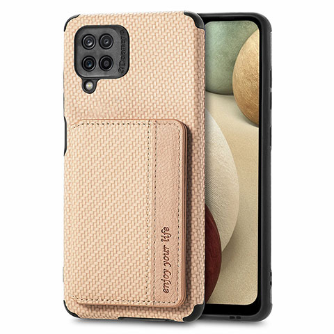 Coque Ultra Fine Silicone Souple Housse Etui avec Aimante Magnetique S01D pour Samsung Galaxy A12 Nacho Or