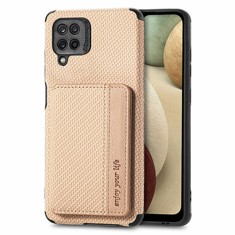 Coque Ultra Fine Silicone Souple Housse Etui avec Aimante Magnetique S01D pour Samsung Galaxy A12 Or