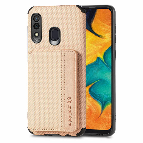 Coque Ultra Fine Silicone Souple Housse Etui avec Aimante Magnetique S01D pour Samsung Galaxy A20 Or