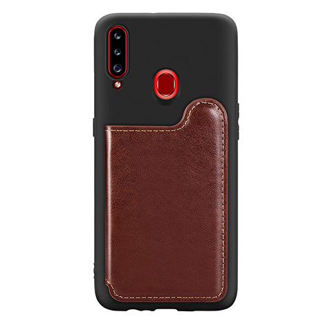 Coque Ultra Fine Silicone Souple Housse Etui avec Aimante Magnetique S01D pour Samsung Galaxy A20s Marron