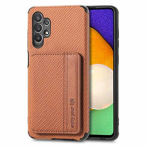 Coque Ultra Fine Silicone Souple Housse Etui avec Aimante Magnetique S01D pour Samsung Galaxy A32 5G Marron