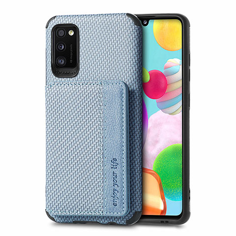 Coque Ultra Fine Silicone Souple Housse Etui avec Aimante Magnetique S01D pour Samsung Galaxy A41 Bleu