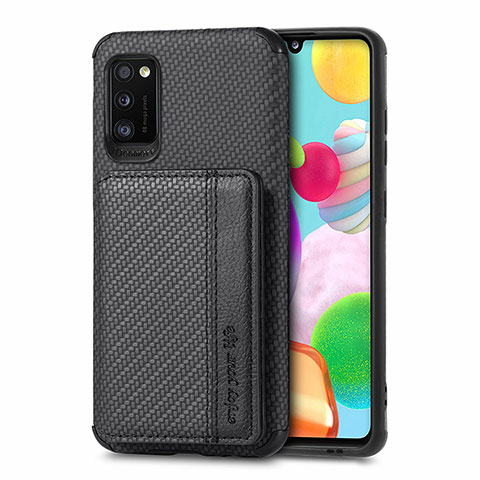 Coque Ultra Fine Silicone Souple Housse Etui avec Aimante Magnetique S01D pour Samsung Galaxy A41 Noir