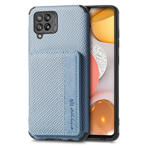 Coque Ultra Fine Silicone Souple Housse Etui avec Aimante Magnetique S01D pour Samsung Galaxy A42 5G Bleu