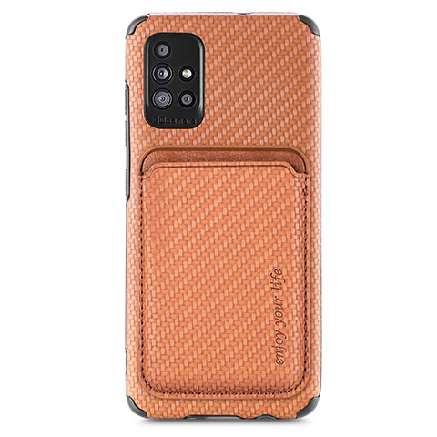 Coque Ultra Fine Silicone Souple Housse Etui avec Aimante Magnetique S01D pour Samsung Galaxy A51 5G Marron