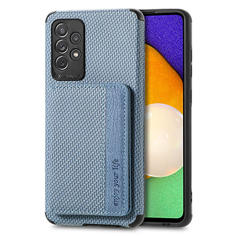 Coque Ultra Fine Silicone Souple Housse Etui avec Aimante Magnetique S01D pour Samsung Galaxy A52 5G Bleu