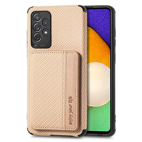 Coque Ultra Fine Silicone Souple Housse Etui avec Aimante Magnetique S01D pour Samsung Galaxy A52 5G Or