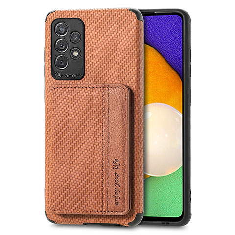 Coque Ultra Fine Silicone Souple Housse Etui avec Aimante Magnetique S01D pour Samsung Galaxy A52s 5G Marron