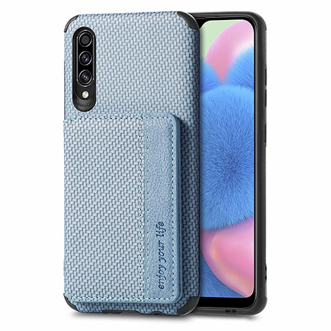 Coque Ultra Fine Silicone Souple Housse Etui avec Aimante Magnetique S01D pour Samsung Galaxy A70 Bleu