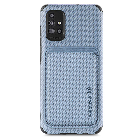 Coque Ultra Fine Silicone Souple Housse Etui avec Aimante Magnetique S01D pour Samsung Galaxy A71 4G A715 Bleu