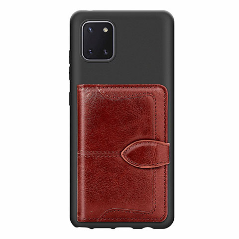 Coque Ultra Fine Silicone Souple Housse Etui avec Aimante Magnetique S01D pour Samsung Galaxy A81 Marron