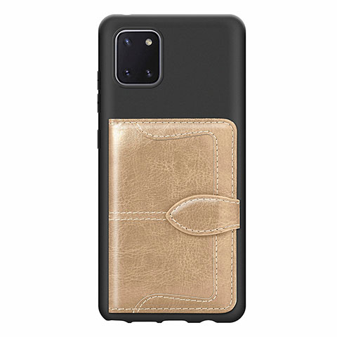 Coque Ultra Fine Silicone Souple Housse Etui avec Aimante Magnetique S01D pour Samsung Galaxy A81 Or