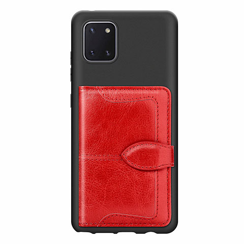 Coque Ultra Fine Silicone Souple Housse Etui avec Aimante Magnetique S01D pour Samsung Galaxy A81 Rouge