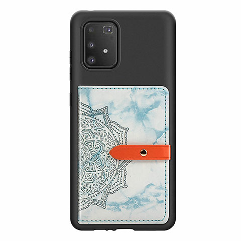 Coque Ultra Fine Silicone Souple Housse Etui avec Aimante Magnetique S01D pour Samsung Galaxy A91 Bleu