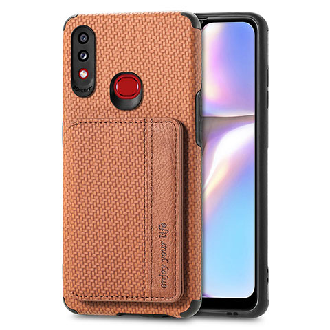 Coque Ultra Fine Silicone Souple Housse Etui avec Aimante Magnetique S01D pour Samsung Galaxy M01s Marron