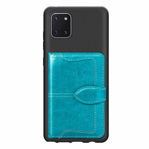 Coque Ultra Fine Silicone Souple Housse Etui avec Aimante Magnetique S01D pour Samsung Galaxy M60s Cyan