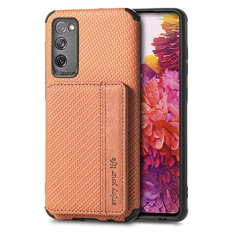 Coque Ultra Fine Silicone Souple Housse Etui avec Aimante Magnetique S01D pour Samsung Galaxy S20 Lite 5G Marron