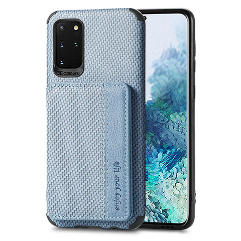 Coque Ultra Fine Silicone Souple Housse Etui avec Aimante Magnetique S01D pour Samsung Galaxy S20 Plus 5G Bleu