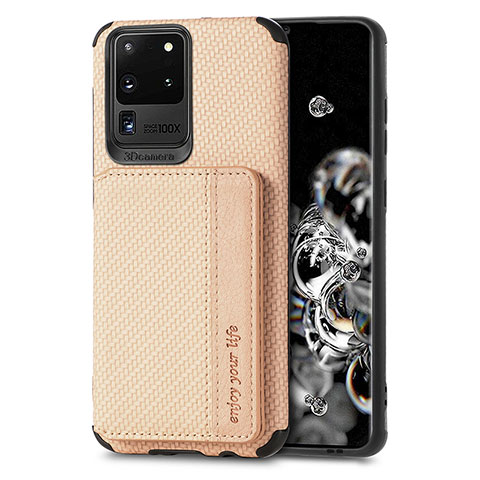 Coque Ultra Fine Silicone Souple Housse Etui avec Aimante Magnetique S01D pour Samsung Galaxy S20 Ultra 5G Or