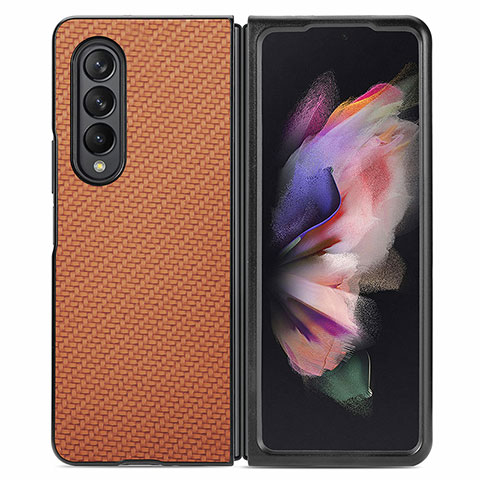 Coque Ultra Fine Silicone Souple Housse Etui avec Aimante Magnetique S01D pour Samsung Galaxy Z Fold3 5G Marron