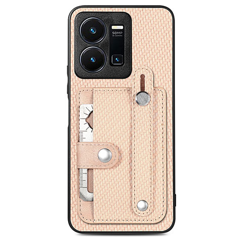 Coque Ultra Fine Silicone Souple Housse Etui avec Aimante Magnetique S01D pour Vivo Y35 4G Or