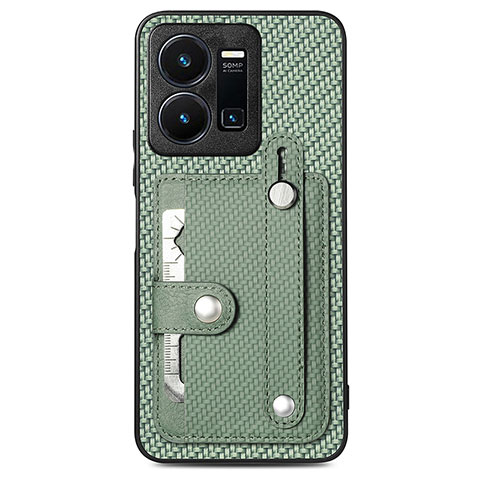 Coque Ultra Fine Silicone Souple Housse Etui avec Aimante Magnetique S01D pour Vivo Y35 4G Vert